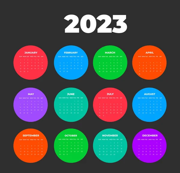 Colorful 2023 Wall Calendar Design Template — Stok Vektör