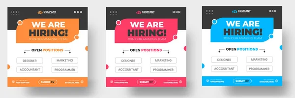 Hiring Job Vacancy Social Media Post Banner Design Template Red — Archivo Imágenes Vectoriales