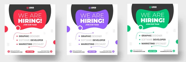Hiring Job Vacancy Social Media Post Banner Design Template Green — Archivo Imágenes Vectoriales