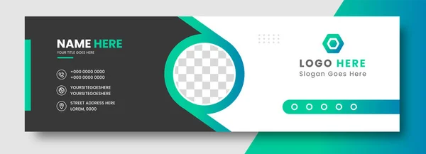 Şirket Modern E- posta İmza Tasarımı şablonu. Yeşil renkli e-posta imza şablonu tasarımı. ticari e imza vektör tasarımı.