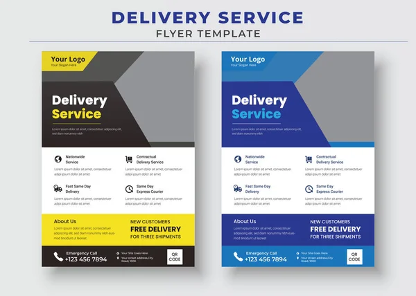 Delivery Service Flyer Fast Delivery Flyer Deliver Courier Flyer — Stock Vector