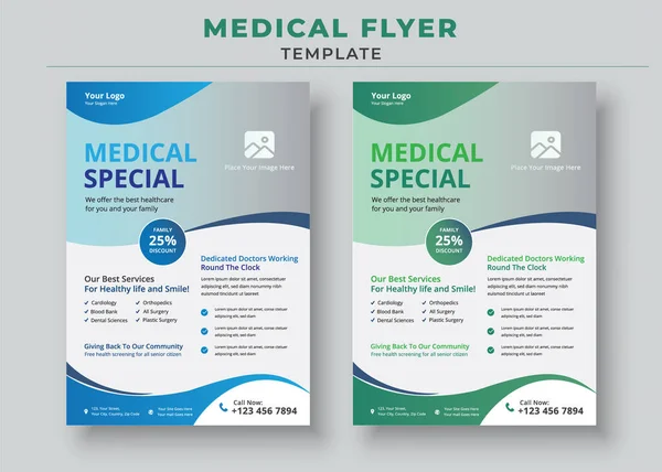 Medical Flyer Mall Sjukvård Medical Flyer Modern Medical Flyer Mall — Stock vektor