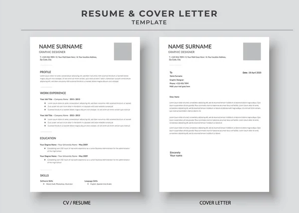 Resume Cover Letter Template Minimalist Resume Template — Image vectorielle