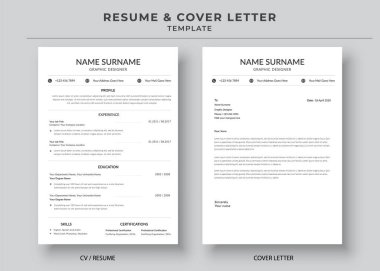 Resume and Cover Letter Template, Minimalist resume cv template, Cv professional jobs resumes