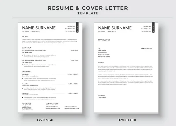 Resume Cover Letter Template Minimalist Resume Template — 스톡 벡터