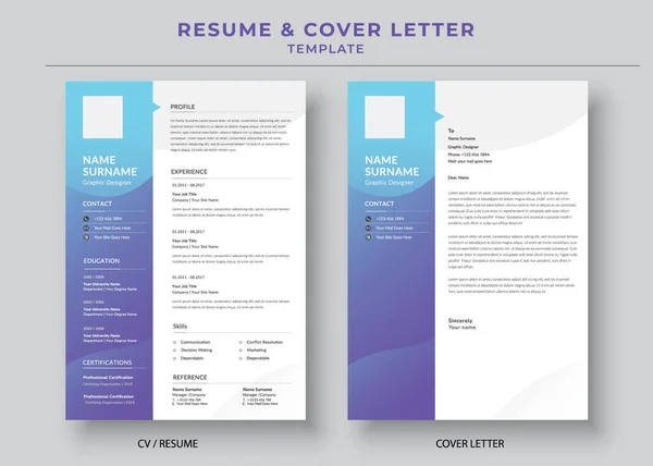 Resume Cover Letter Template Minimalist Resume Template —  Vetores de Stock