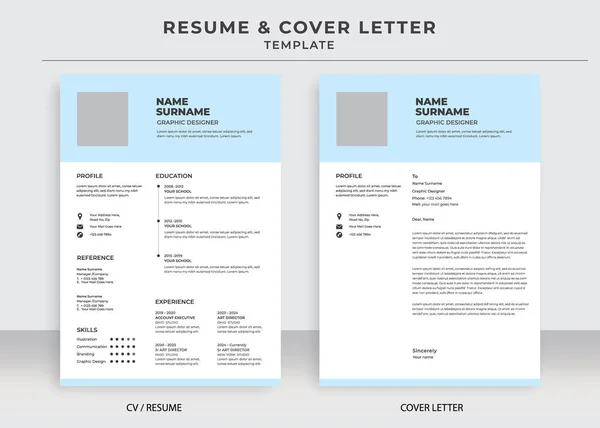 Resume Cover Letter Template Minimalist Resume Template Professional Jobs Resumes —  Vetores de Stock