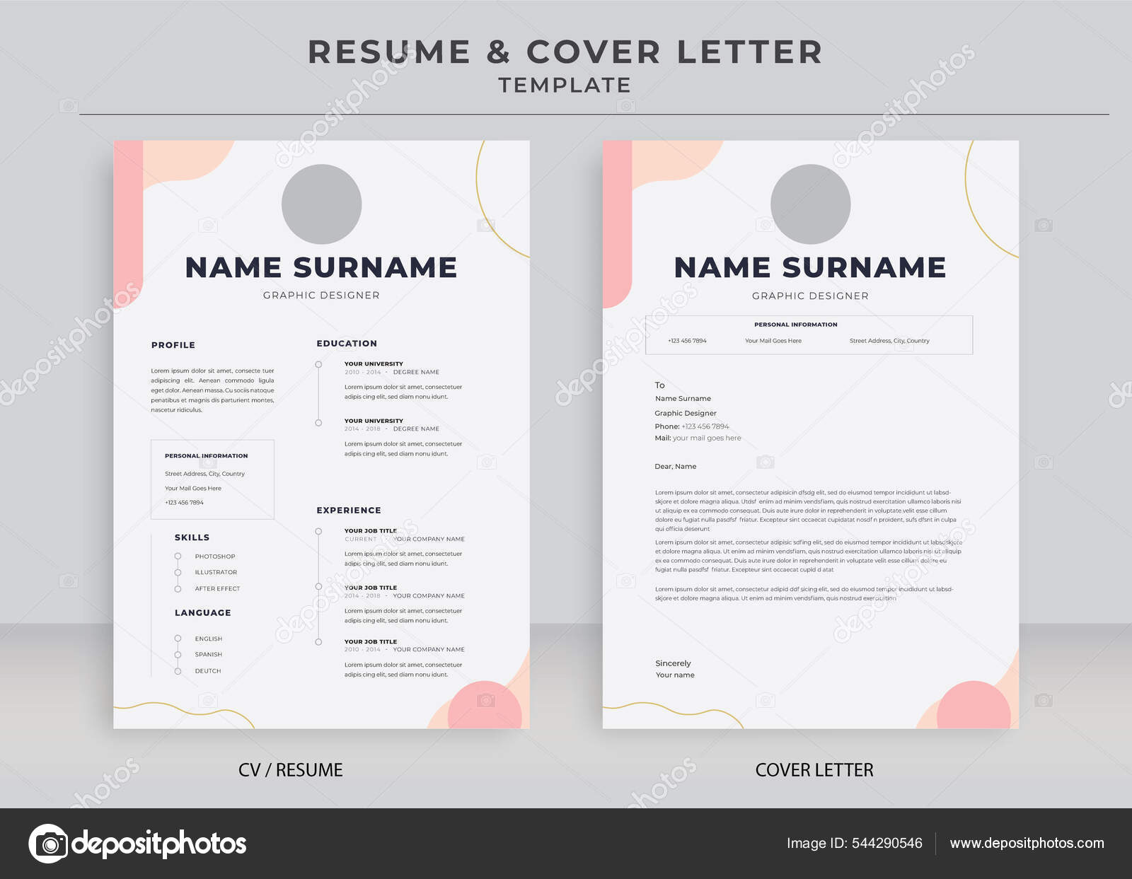 Resume Cover Letter Template Minimalist - Depositphotos 544290546 Stock Illustration Resume Cover Letter Template Minimalist 