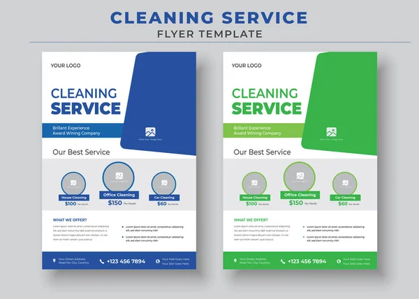 Plakat Profesjonalne Usługi Sprzątania Szablon Usługi Sprzątania Ulotki Projekt Broszury — Wektor stockowy