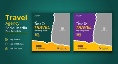 Sosyal Medya Şablonu, Seyahat Ajansı Sosyal Medya Posta Şablonu, Seyahat Sosyal Medya Afişi
