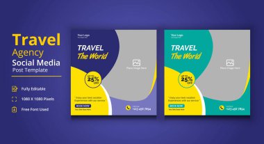 Sosyal Medya Şablonu, Seyahat Ajansı Sosyal Medya Posta Şablonu, Seyahat Sosyal Medya Afişi