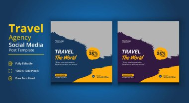 Sosyal Medya Şablonu, Seyahat Ajansı Sosyal Medya Posta Şablonu, Seyahat Sosyal Medya Afişi