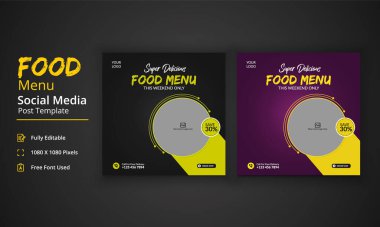 Yemek Menüsü Sosyal Medya Posta Şablonu, Bugün Lezzetli Yemek Menüsü Hikayesi