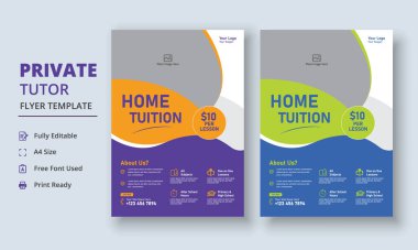 Private Tutor Flyer Template, Home Tuition Flyer, Online Tutors Flyer Template, Education Flyer
