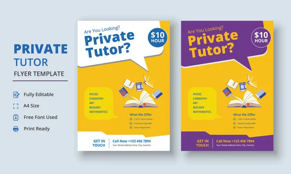 Private Tutor Flyer Template, Home Tuition Flyer, Online Tutors Flyer Template, Education Flyer