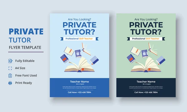 Private Tutor Flyer Template, Home Tuition Flyer, Online Tutors Flyer Template, Education Flyer
