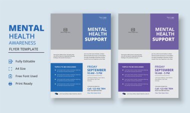 Mental Health Awareness Flyer Template, Mental Health Support Flyer Template, support group flyer and poster leaflet template