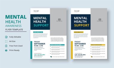 Mental Health Awareness Flyer Template, Mental Health Support Flyer Template, support group flyer and poster leaflet template