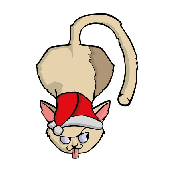 Katze in Santas Hut Vector — Stockvektor