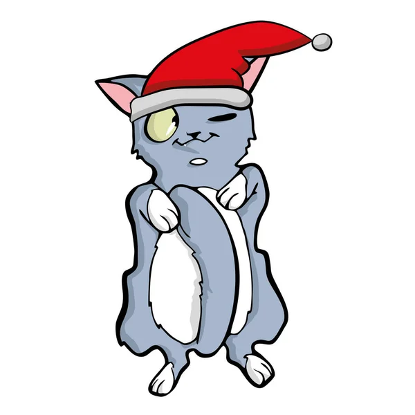 Katze in Santas Hut Vector — Stockvektor