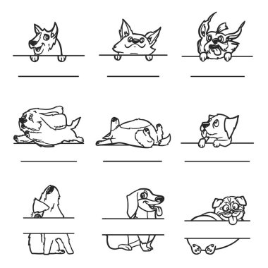 Anahtarlık monogramı köpek vektörü çizimi