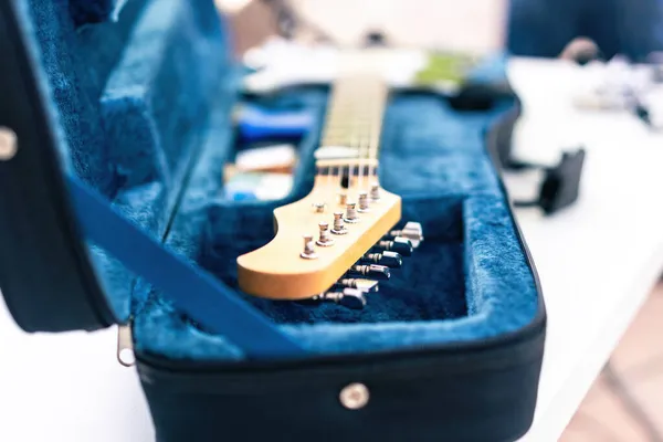 Selektywne skupienie się na elektrycznych szpilkach gitary do pudełka — Zdjęcie stockowe