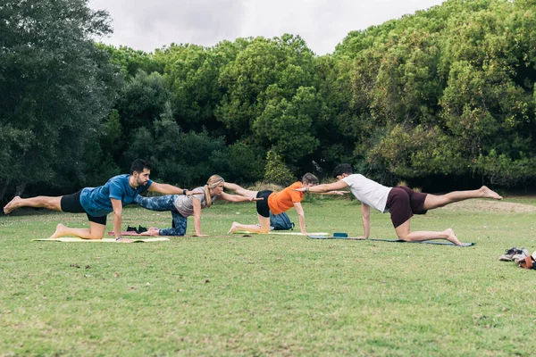 Group of people doing yoga outside — Stock Photo, Image