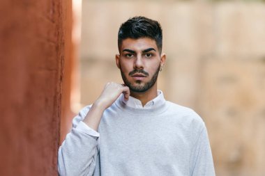 Attractive caucasian man with casual trendy clothes outdoors