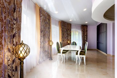 Klasik Stil, ışık mobilya, mermer, lüks yemek odasında.