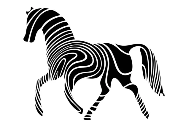 Vita Ränder Över Svart Färg Häst Hästar Logotyp Etikett Design — Stock vektor