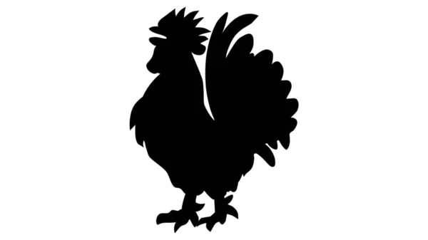 Rooster Icon Cock Black Silhouette Isolated White Background Vector Stock — Stock Vector