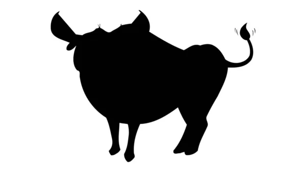Vektor Illusztráció Egy Fekete Sziluett Bika Elszigetelt Fehér Háttér Ikon — Stock Vector