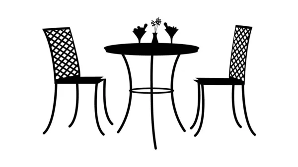 Schwarze Silhouetten Von Stühlen Einem Café Oder Restaurant — Stockvektor