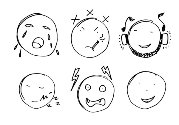 Set Dari Vektor Gambar Tangan Emoticon Latar Belakang Putih - Stok Vektor