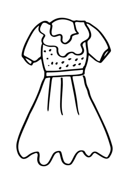 子供服で手描きをかわいい 子供のための線と着色ページのベクトルイラスト — ストックベクタ