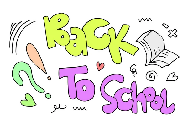 Back School Banner Cute Handwritten Back School Vector Illustration — Image vectorielle