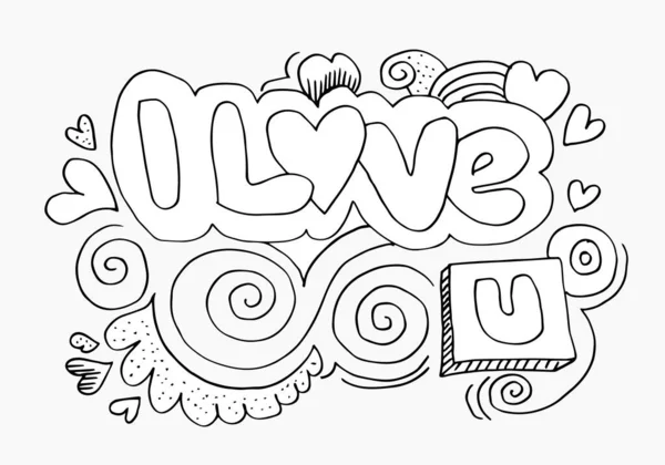 Love Hand Letletletlettering Doodle Elements Vector Illustration Design Grescard Tattoo — 스톡 벡터