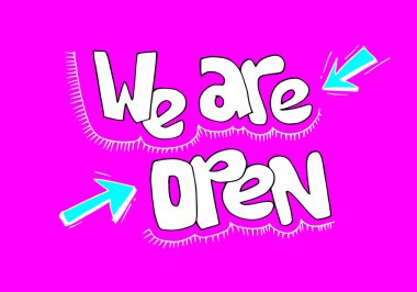 Kafelerde, binalarda, dükkanlarda ve diğerlerinde kullanılmak üzere açık el yazısı sloganıyız..