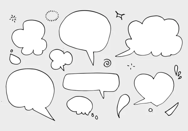 Hand Drawn Set Speech Bubbles Isolated White Background — Stock Vector