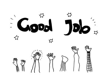 Beyaz arkaplanda iyi bir iş illüstrasyonuyla alkış..