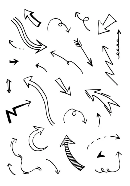 Elementos Diseño Garabatos Flechas Dibujadas Mano Aisladas Sobre Fondo Blanco — Archivo Imágenes Vectoriales