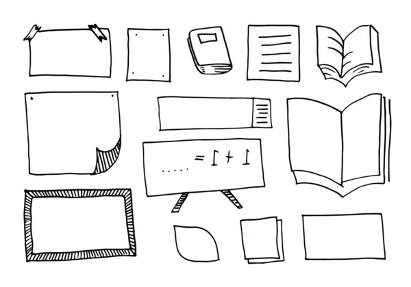 纸页和其他文具 涂鸦向量手绘图 白色背景隔离 矢量图解 — 图库矢量图片
