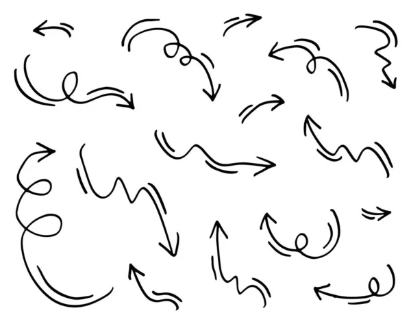 Elementos Diseño Garabatos Flechas Dibujadas Mano Aisladas Sobre Fondo Blanco — Archivo Imágenes Vectoriales