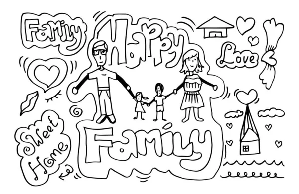 Lykkelig Familie Som Holder Hender Hvit Bakgrunn – stockvektor