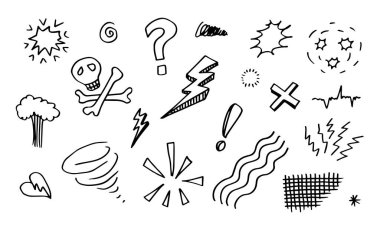 El çizimi karalama beyaz arka planda izole edilmiş küfür. Vektör illüstrasyonu.