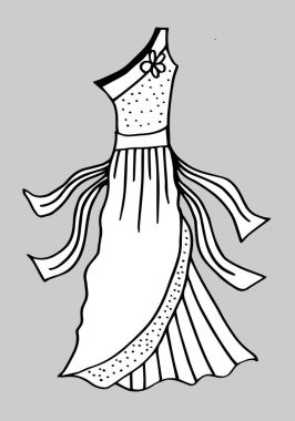 Çocuk kıyafetleriyle karalama el çizimi. Çocuklar için satır ve boyama sayfalarının vektör illüstrasyonu