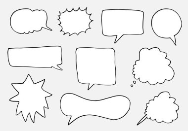 El çizimi konuşma baloncukları beyaz arkaplanda izole