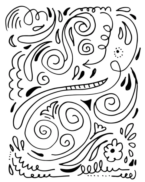 Konsept tasarım için el çizimi vektör çizimi karikatür set bukleler ve girdaplar dekoratif elementler