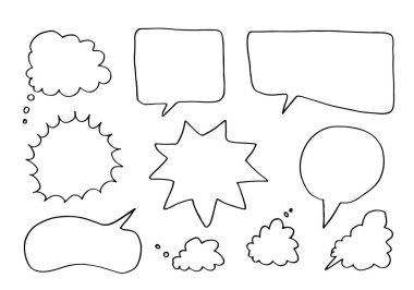 El çizimi Speach baloncukları. Vektör illüstrasyonu