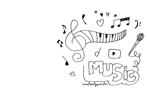 Muziek Achtergrond Hand Getekend Muziek Set Illustratie Illustratie Van Muziek — Stockvector